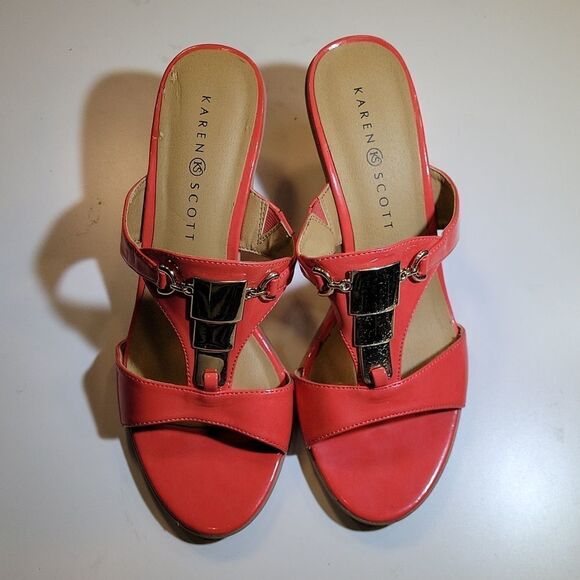 KAREN SCOTT WEDGE STYLE OPEN TOE SLIP-ON WOMEN"S SANDAL - Picture 2 of 15